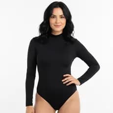Body Feminino Inverno Manga Longa Gola Alta Plus Size Segunda Pele Inverno Liso Básico Preto Branco Suplex P ao G4