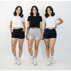 Kit Shorts Feminino Academia Moletinho/Moletom Soltinho Verão Caminhada Dia a Dia
