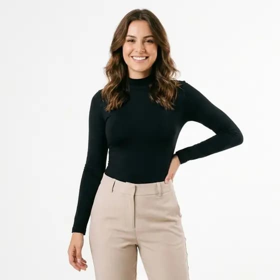 BODY CACHARREL MANGA LONGA GOLA ALTA SEGUNDA PELE PLUS SIZE