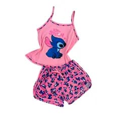 Pijama Baby Doll Infantil Feminino Stitch Disney – Estampado Roupa de Dormir