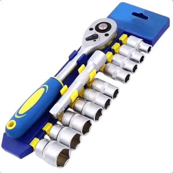 Jogo de Soquetes Com Catraca Reversível Extenção 1/2 12 Peça Crv Profissional