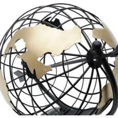 Enfeite Decorativo Globo Terrestre em Metal - Preto com Dourado