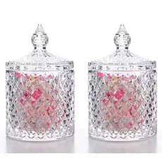 Kit Bomboniere C/ Tampa- Vidro 580 E 300ML- Modelo Abacaxi -Decoração Doces Velas Cotonetes Algodão
