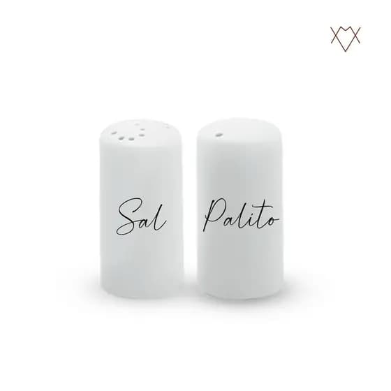 Kit Cozinha Saleiro e Paliteiro de Porcelana
