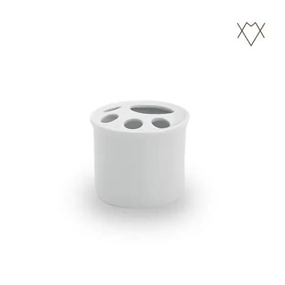 Porta Escova Pasta de Porcelana Branca Higiene