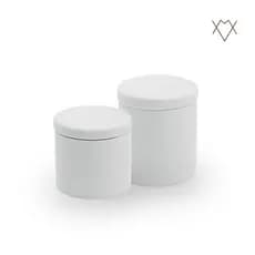 Conjunto de 2 Potes de Porcelana Branca com Tampa para Banheiro Porta Algodão Utensílios
