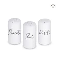 Kit Cozinha Pimenteiro Sleiro Paliteiro de Porcelana Premium