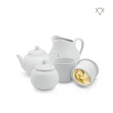 Kit Chá Bule Jarra Açucareiro Mantegueira Francesa Porcelana