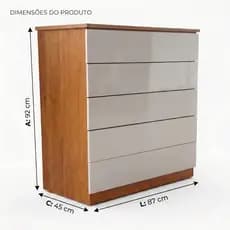 Cômoda Premium Confortse 5 Gavetas Cinamomo/Off White