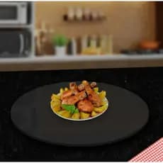 Prato Giratório Preto Laqueado 50cm c/ vidro