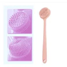 Escova De Banho Para Corpo De Silicone Com Dupla Face Para Lavar As Costas Cabo Longo Cerdas Macia