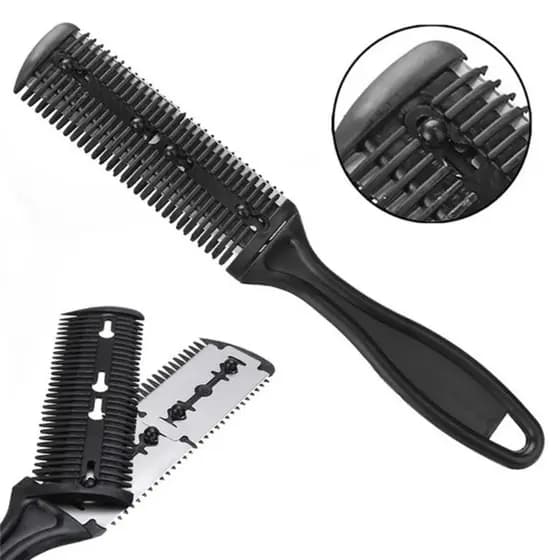 Kit 4 Pente Navalha Aparador Lâmina Desfia Tira Volume Desfiador De Cabelo E Barba Profissional