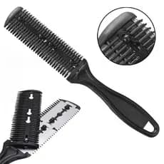 Kit 4 Pente Navalha Aparador Lâmina Desfia Tira Volume Desfiador De Cabelo E Barba Profissional
