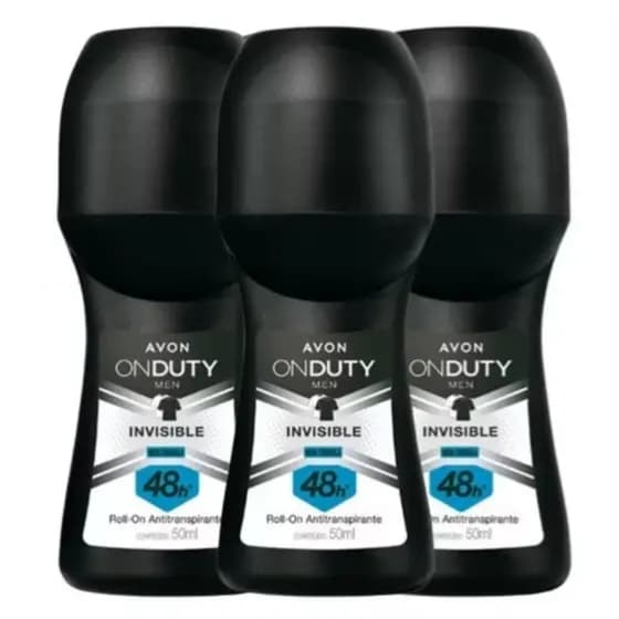 KIT 3 ROLL-ON INVISIBLE MASCULINO AVON
