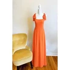 Vestido longo laranja - vestido longo com laço - vestido laranja tam p