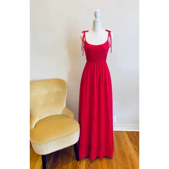 VESTIDO LONGO VERMELHO - VESTIDO ROMANTICO - VESTIDO - VESTIDO TAM UNICO