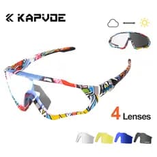 Kapvoe Óculos Fotocromáticos Para Ciclismo , Esportes Ao Ar Livre UV400 , De Sol Da Moda Masculina E Feminina , 5 Lentes