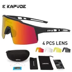 Óculos De Sol Polarizados KAPVOE Para Ciclismo Masculino Feminino Esportes Ao Ar Livre 4 Lentes