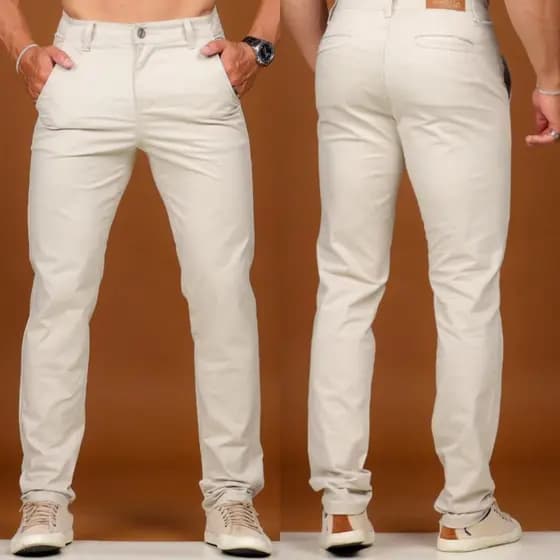 CALÇA MASCULINA BOLSO EMBUTIDO ALFAIATARIA CASUAL SARJA SPORT FINO Com Lycra Tecido Premium