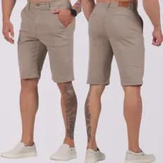 Bermuda Masculina Alfaiataria Sarja Sport Fino, BOLSO EMBUTIDO,  Com Lycra Tecido Premium