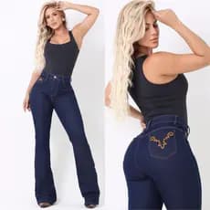 Calça Feminina COUNTRY Flare Jeans Cintura Alta Estilosa