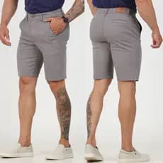 Bermuda Masculina Alfaiataria Brim Sport Fino, BOLSO EMBUTIDO,  Com Lycra Tecido Premium