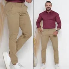 CALÇA MASCULINA SPORT FINO ESTILO MODERNO CASUAL BOLSO EMBUTIDO  Alfaiataria Sarja Com Lycra