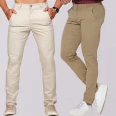Kit 2 Calças Masculina Sport Fino Casual Sarja Elegante Elastano Lycra