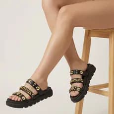 Sandalia Papete Vizzano Feminina Tratorada Tiras Spike Macia Original