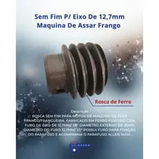 Rosca Sem Fim P/ Eixo De 12,7mm Maquina De Assar Frango Rosca De Ferro