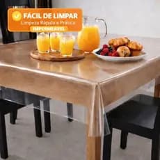 Toalha de Mesa Transparente Impermeável 4, 6, 8 e 10 lugares