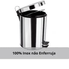 Lixeira 100% Inox 3L 5L Com Pedal Cozinha Banheiro Cesto De Lixo
