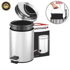 Lixeira 12 Litros Inox Pedal Com Balde Removível e Alça Cozinha Banheiro Escritório Cesto De Lixo Lata De Lixo