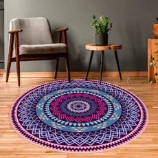 Tapete Redondo 88x88cm Decorativo Antiderrapante-Folha ACABAMENTO A LAZER