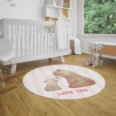 Tapete Redondo Infantil 88x88cm | Quarto, Sala, Decoração | Mamãe Urso