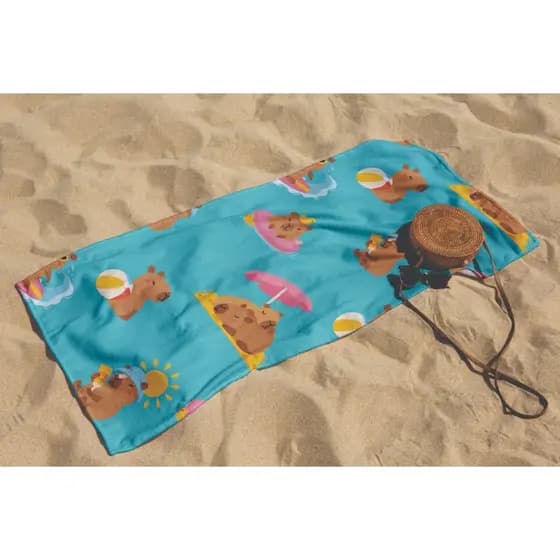 Toalha de Banho, Praia e Piscina 1,40x0,70 | Leve, Macia e Secagem Rápida | Capivara, Verão