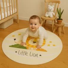 Tapete Infantil Bebê Redondo Antiderrapante 88X88  - Safari - PROMOÇÃO