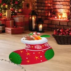 Tapete Redondo Natalino 88x88cm | Quarto, Sala, Decoração | Natal, Noel, Merry Christmas, Meia