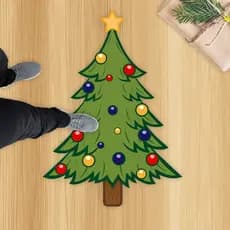 Tapete Redondo Natalino 88x88cm | Quarto, Sala, Decoração | Natal, Pinheiro