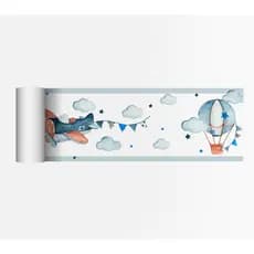 Faixa Decorativa adesiva infantil aviões balões menino