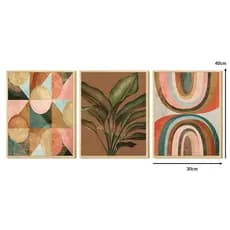 Kit 3 Quadros Decorativos para Cozinha ou sala 40x30 Plantas Formas Coloridas Geométrico Tons Marrom