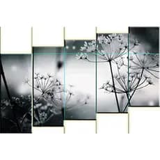 Kit Quadros Decorativo 5 Peças Dente de Leão branco e preto 55x95