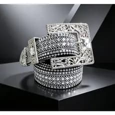 Cinto Feminino Country Plus size em Strass Brilhos Ocidental Cowboy Tachas Blogueira Moda镂空头加长