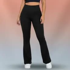 Calça Flare Fitness Academia Feminina Legging Bailarina Suplex Zero Transparência Cós Alto M G GG