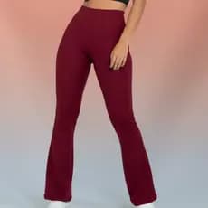 Calça Flare Bailarina Zero Transparência Feminina Academia Suplex Fitness Cintura Alta