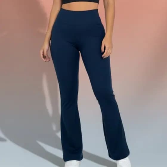 Calça Flare Bailarina Wide Leg Feminina Calça Suplex Cós Alto Zero Transparência Tendência Casual Fitness M G GG