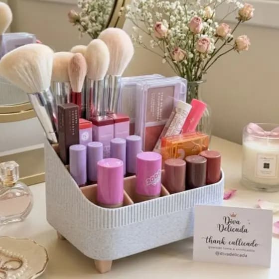 Organizador de Maquiagem Multiuso e Moderno para Acessórios de Cosméticos Batons e Pincéis