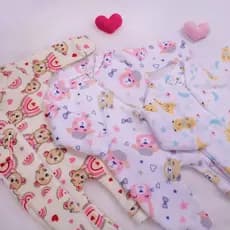 Kit 3 Macacão Para Bebê Feminino Menina em Soft dia a dia Confortável Quentinho