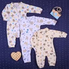 Kit 3 Macacão Para Bebê Masculino Menino em Soft dia a dia Confortável Macio