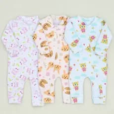 Kit 3 Macacão Para Bebê Feminino Menina em Soft dia a dia Confortável